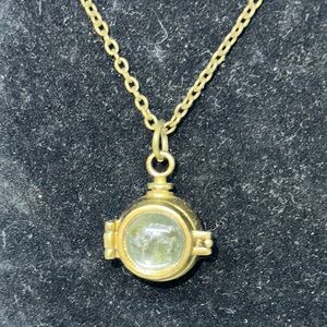 Genuine Moldavite In Brass Locket Necklace